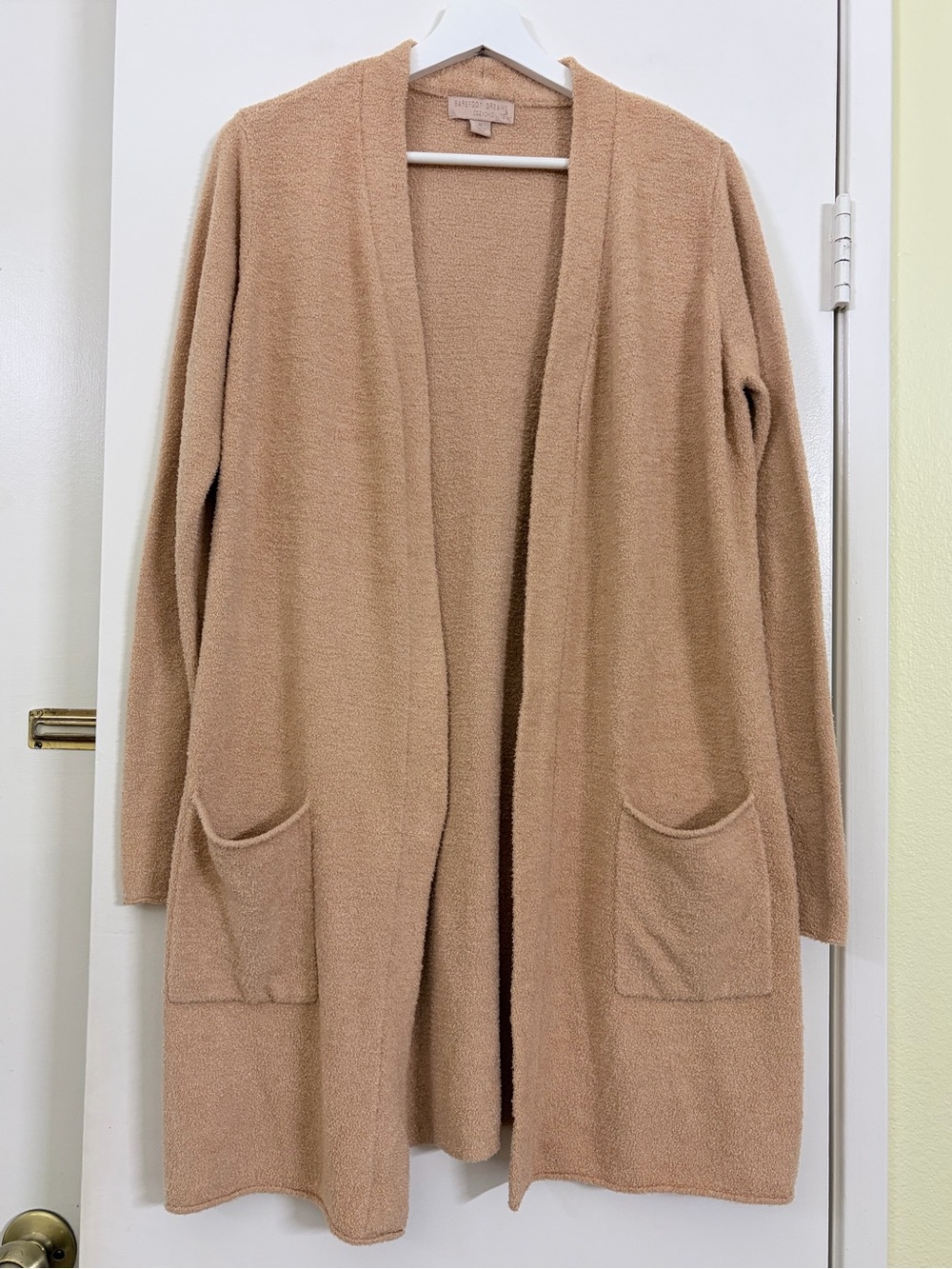 Barefoot Dreams CozyChic Lite Long Cardigan Soft Camel Open Front Size M